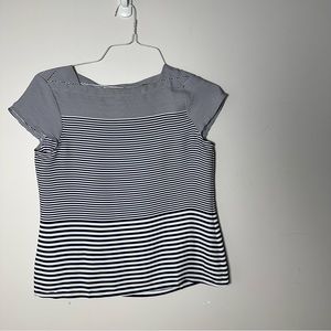 EUC Womens Ann Taylor LOFT Blue & White Striped Short Sleeve Shirt Petite Small